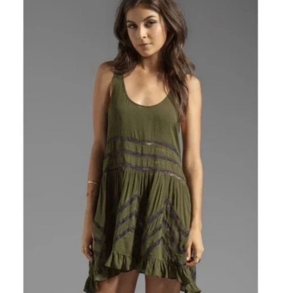 Free People Dresses & Skirts - Intimately Free People Voile & Lace Trapeze Style Mini Dress Top Size Small Slip